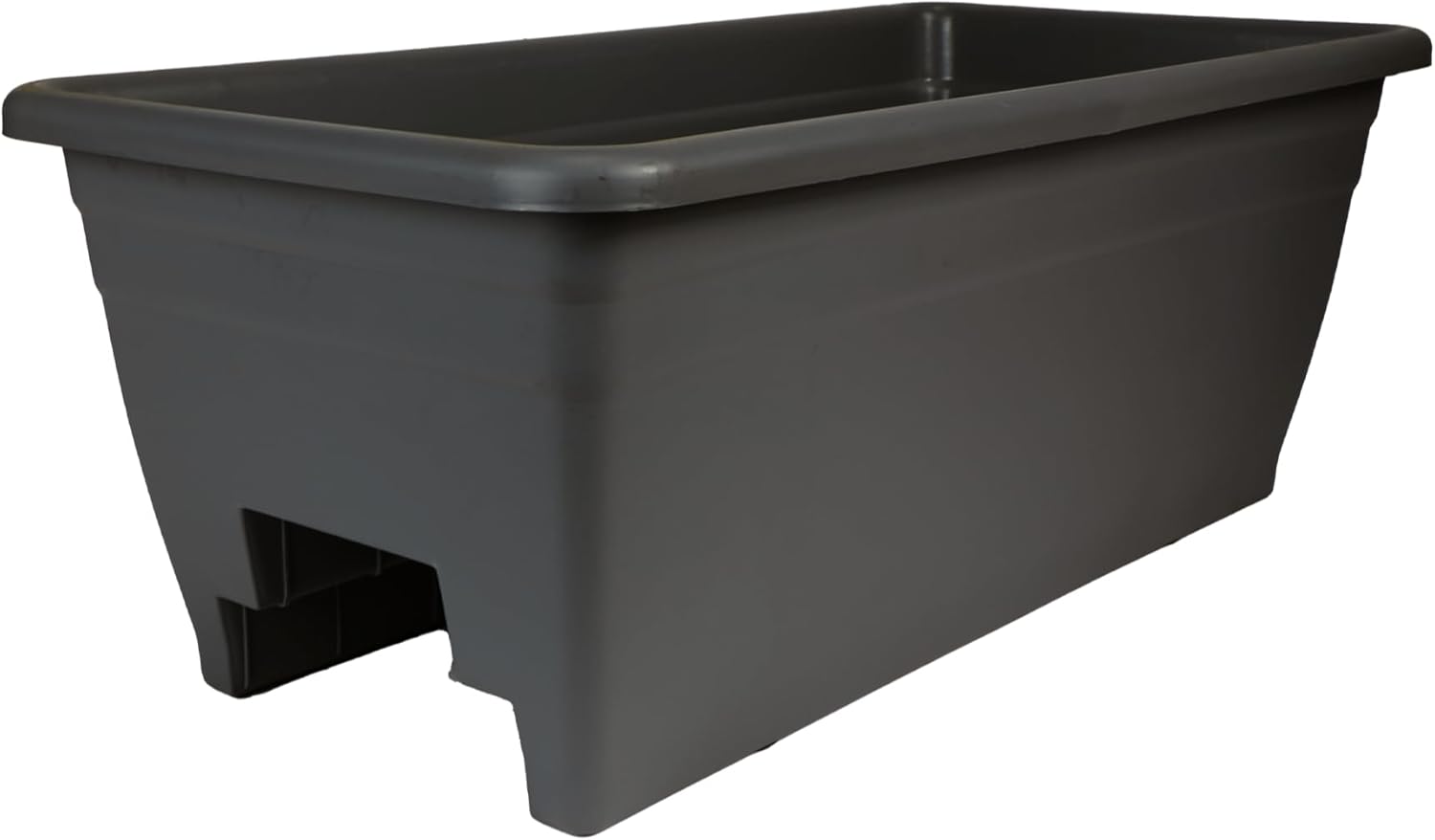 The HC Companies 24 Inch Deck Rail Planter Box with Drainage Plug, Lightweight UV-Resistant Plastic Outdoor Planters for Wood Deck Rail, Flower Box for Garden, Patio, Balcony, and Fence, Black