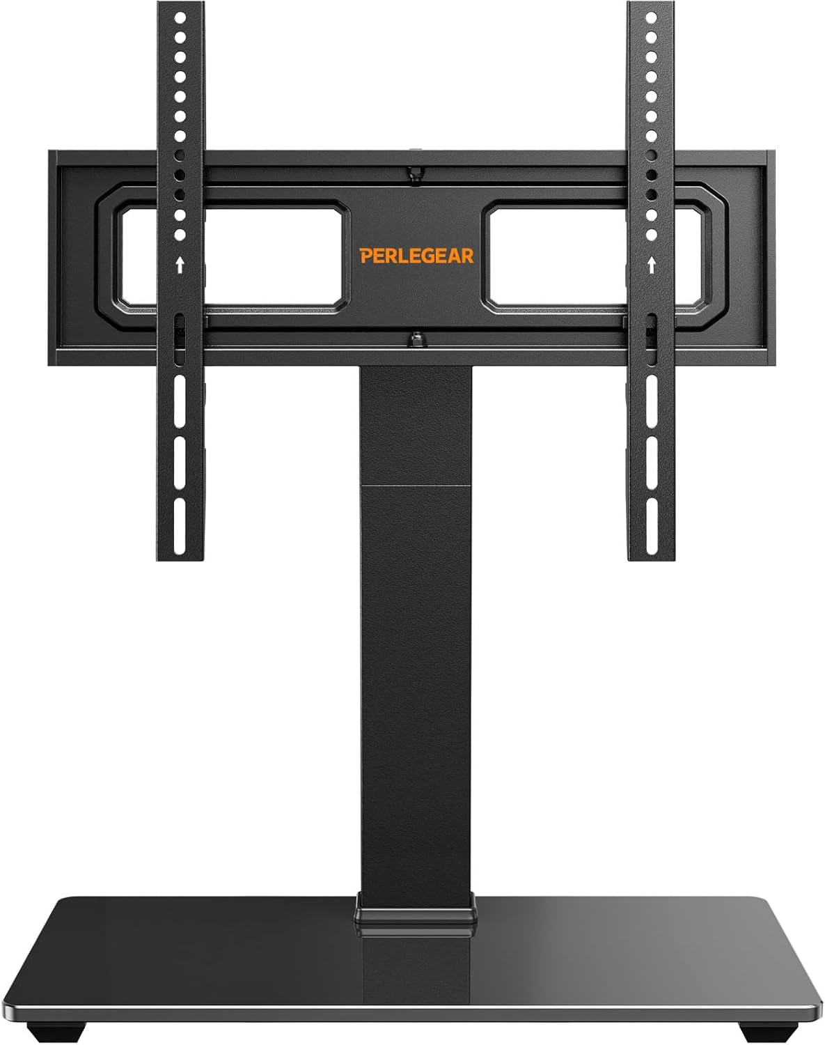 Perlegear Universal Swivel TV Stand Base for 32–70 inch TVs, Height Adjustable Table Top TV Stand Mount with Tilt, Tempered Glass Base, Holds up to 88 lbs, PGTVS26