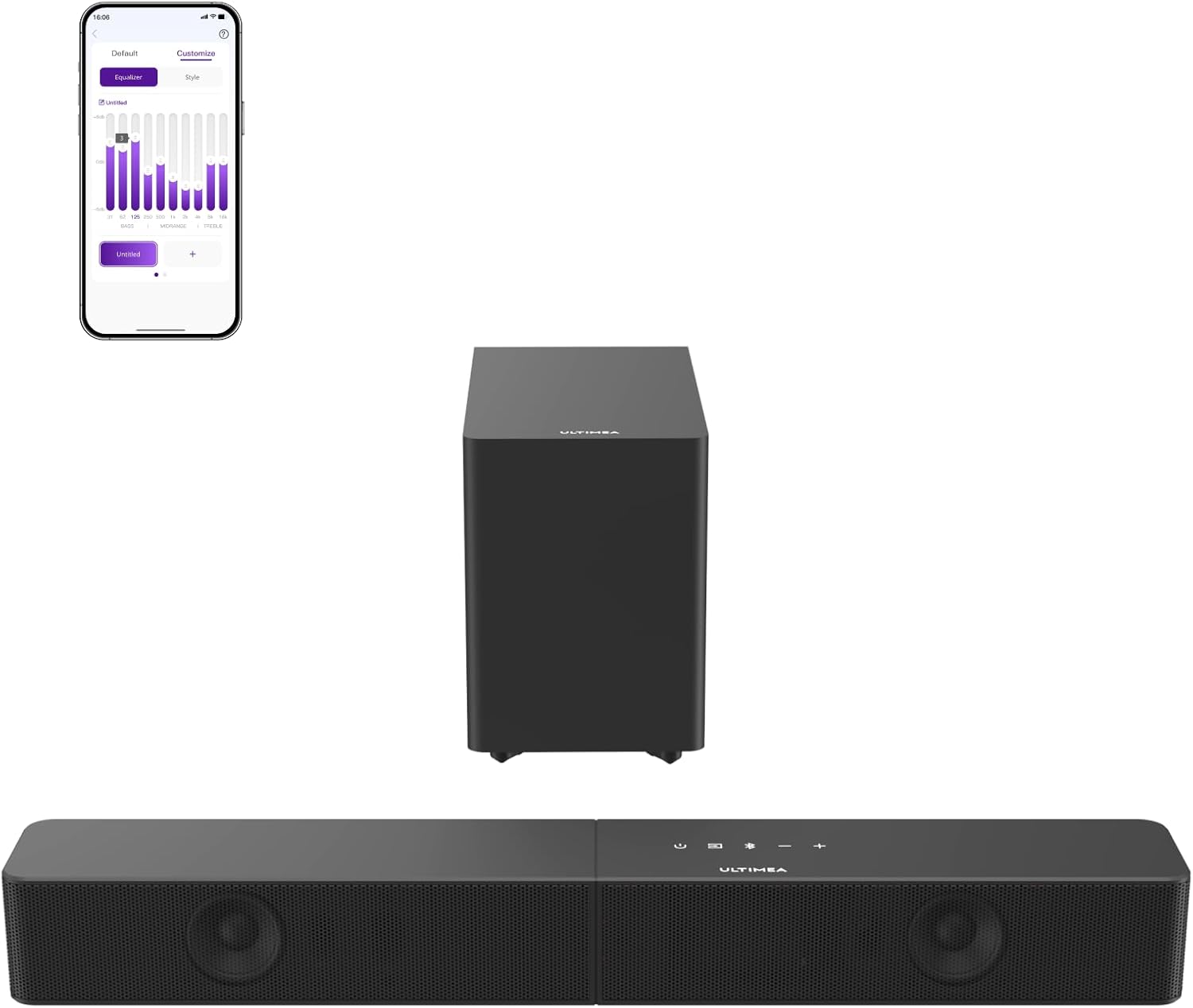 ULTIMEA 2.1ch Surround Sound Bar with Wireless Subwoofer, VoiceMX & BassMX, App Control, 240W Peak Power Soundbar for Smart TV, Adjustable Bass, HDMI, Optical, Bluetooth 6.0, Poseidon M30 (2026 Model)