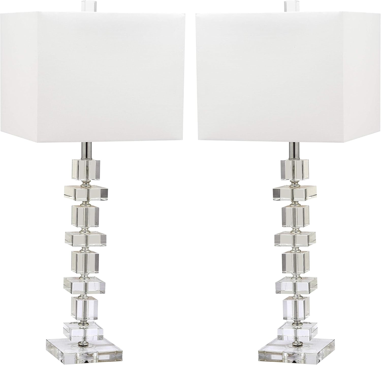 SAFAVIEH Lighting Collection Modern Deco 28-inch Bedroom Living Room Home Office Desk Nightstand Table Lamp Set of 2 (LED Bulbs Included)
