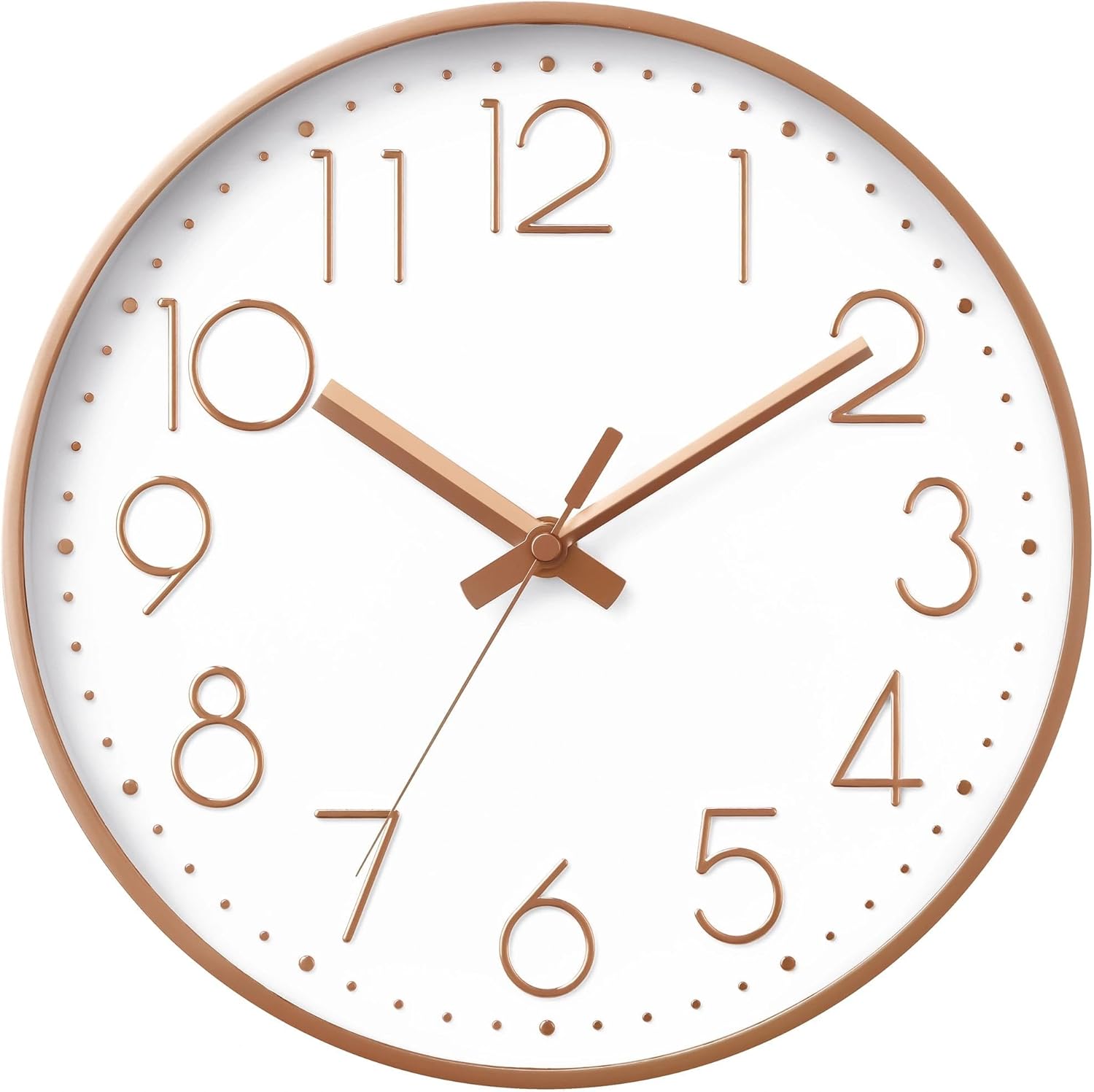 DAXSMY Wall Clock – 8 Inch Silent Non-Ticking Modern 3D Wall Clocks Battery Operated – Decorative Clock for Kitchen, Home Office, Bathroom, Bedroom(Rose Gold)
