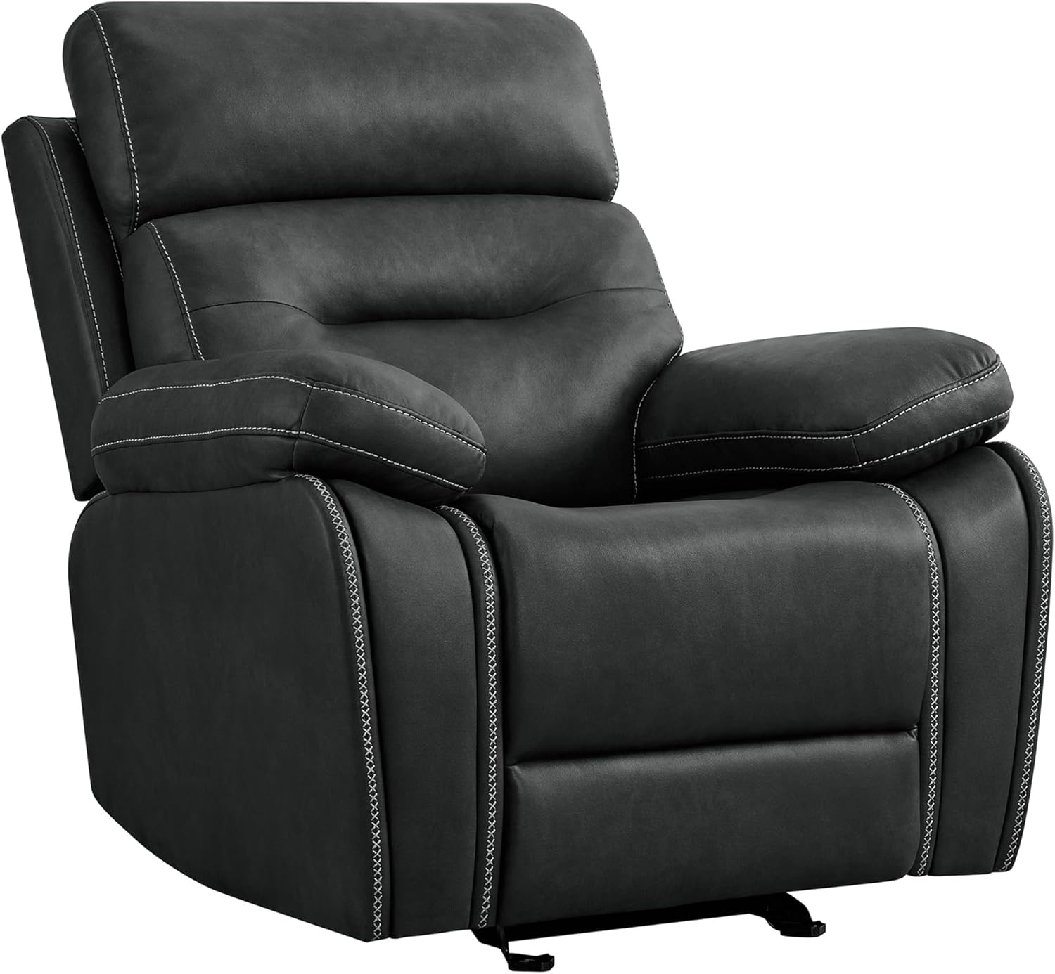 KISLOT Leather Recliner Chair Manual Sofa Rocker for Adults with Overstuffed Arm for Living Room Bedroom Home Theater Seating