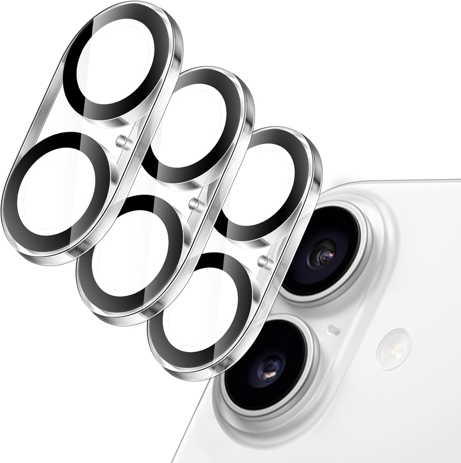 JETech Camera Lens Protector for iPhone 16 6.1-Inch and iPhone 16 Plus 6.7-Inch, 9H Tempered Glass, Anti-Scratch, Case Friendly, Does Not Affect Night Shots, HD Clear, 3-Pack