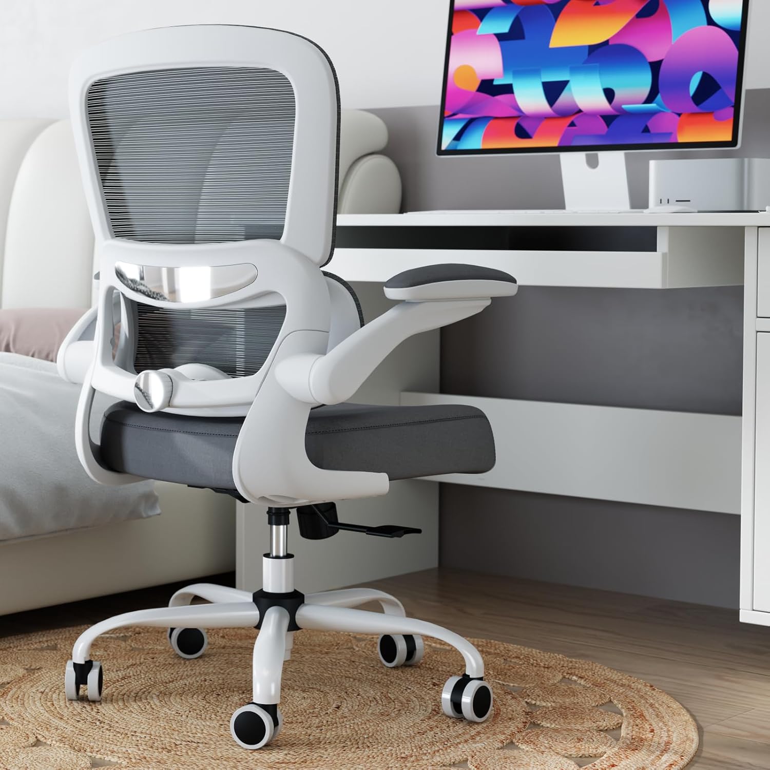 Office Chair – Ergonomic Desk Chair with Adjustable Lumbar Support, Mesh Computer Chair, Executive Chair for Home Office Comfortable Lumbar Support(Grey)