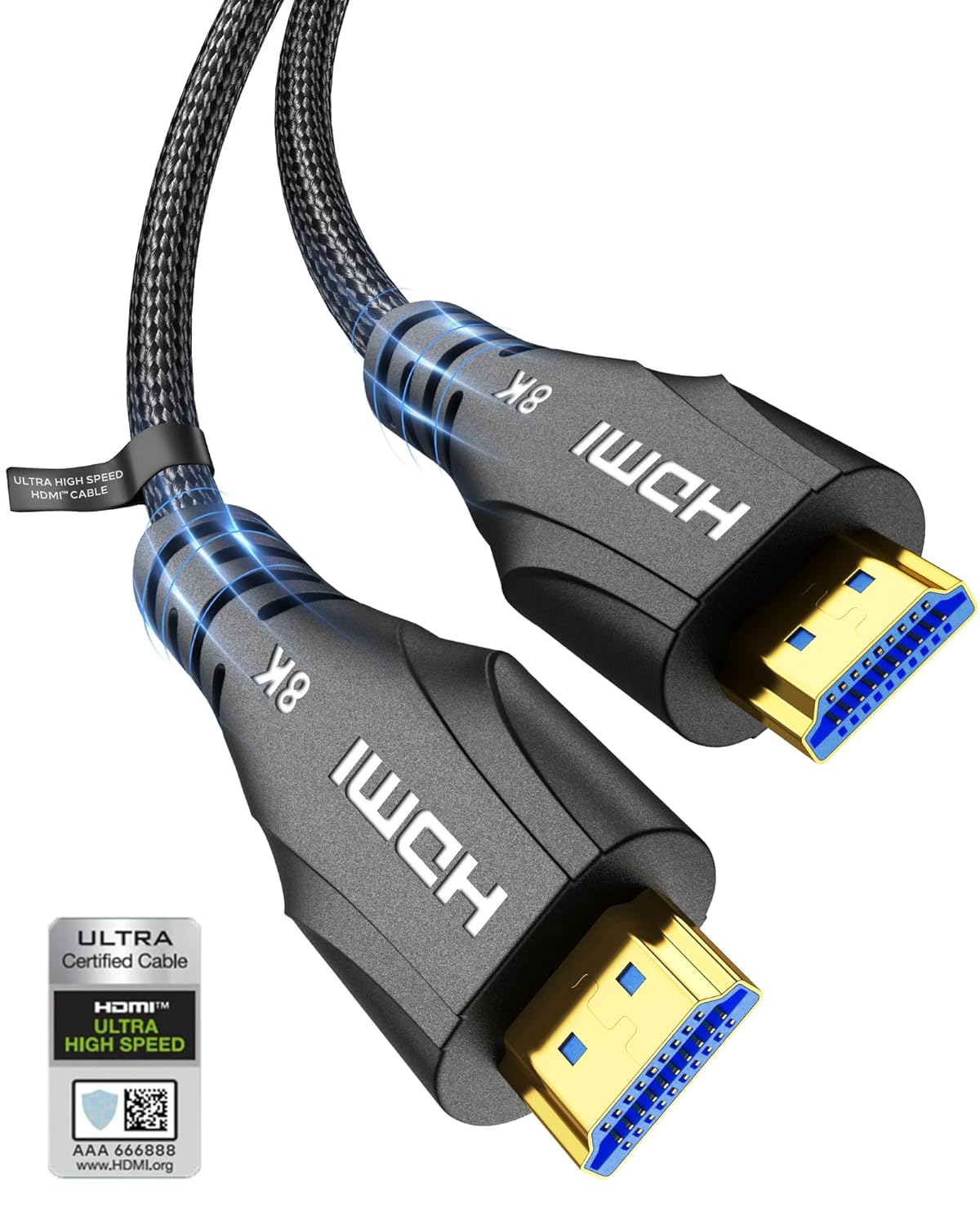 HDMI Cable 15FT Long – Certified 8K Ultra High Speed HDMI Cable,48Gbps Braided HDMI Cord,8K 60hz,4K 120hz,eARC,HDCP 2.2&2.3 – Compatible for HDTV/PS5