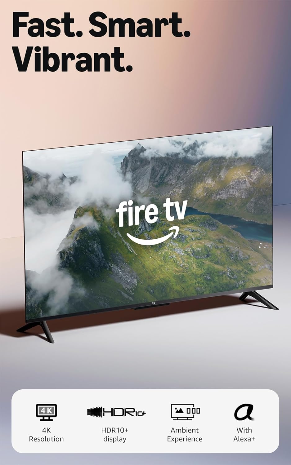 Amazon Fire TV 43″ 4-Series (newest model), 4K Ultra HD smart TV with Alexa Remote, HDR10+, fast processor, Dolby Audio, Ambient Experience, free and live TV, find shows faster with Alexa+