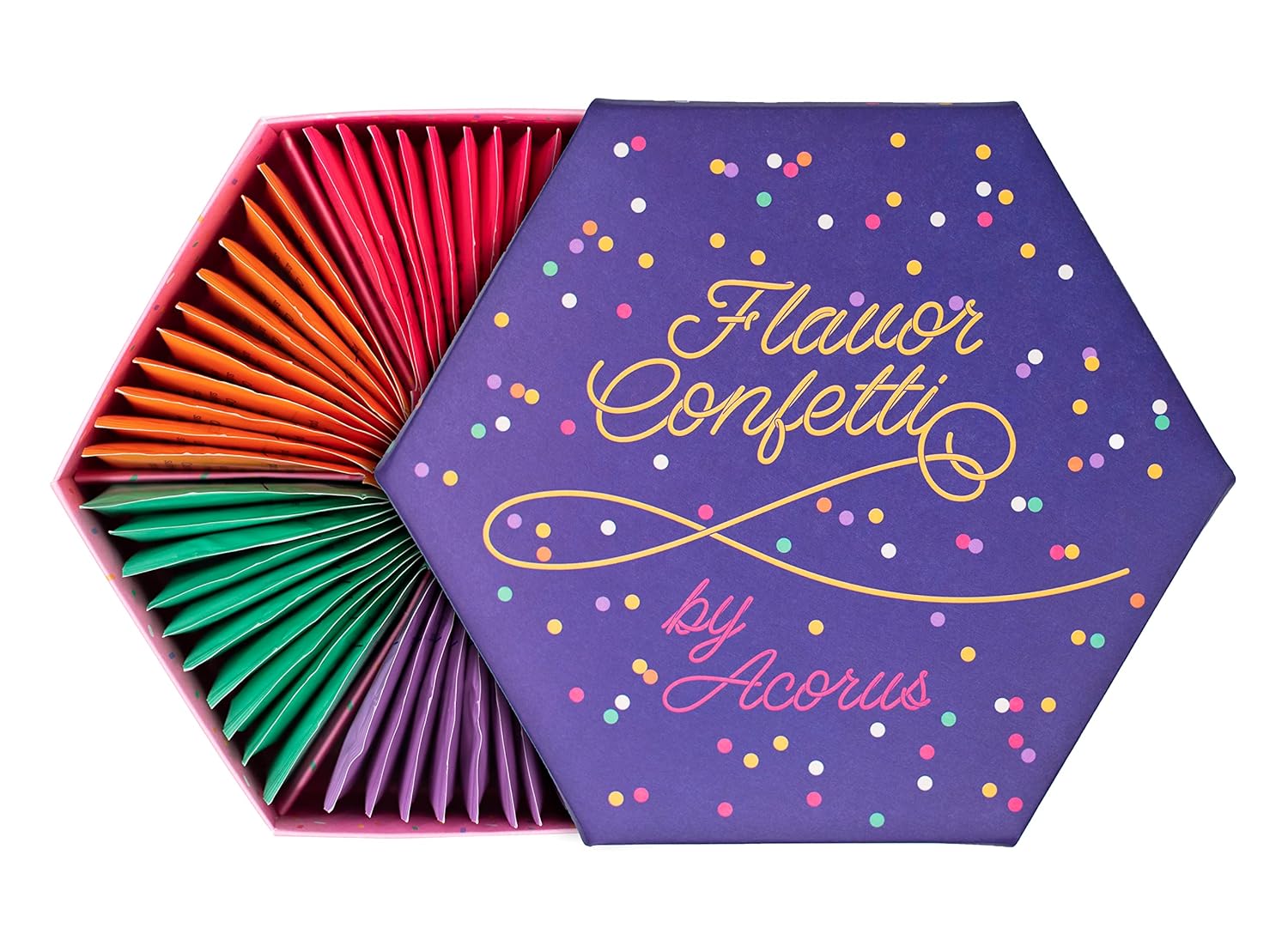 ACORUS | Flavor Confetti Tea Assortment | Natural Fruit and Herbal Tea Gift Set | Celebrate with 6 Different Flavors | Large Selection Tea Set | Tea Box For Various Occasions – 60 Tea Bags