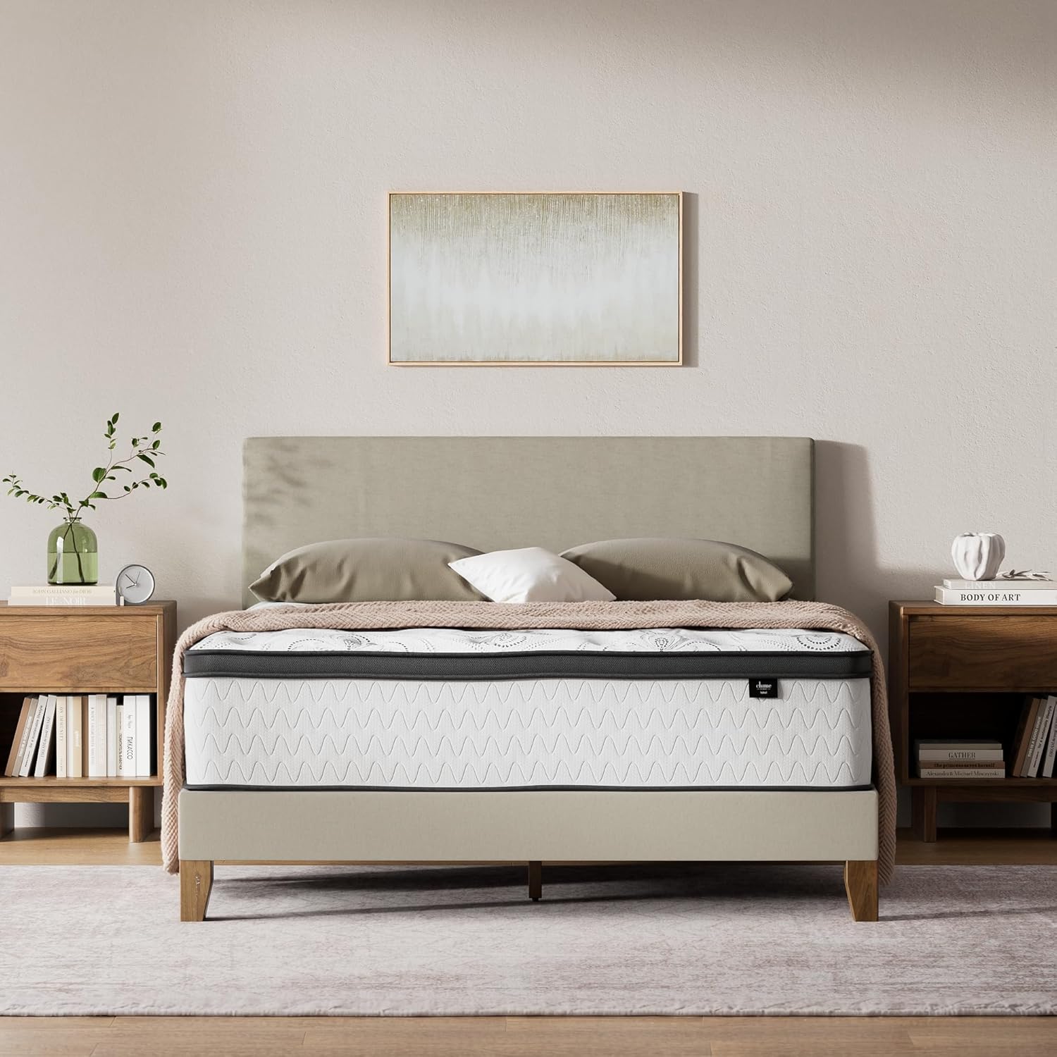 Signature Design by Ashley Chime 12 Hybrid Innerspring Queen Size Mattress, Ultra Plush Feel, Gel Memory Foam for Lumbar Support, Mattress in a Box, 12 Inch