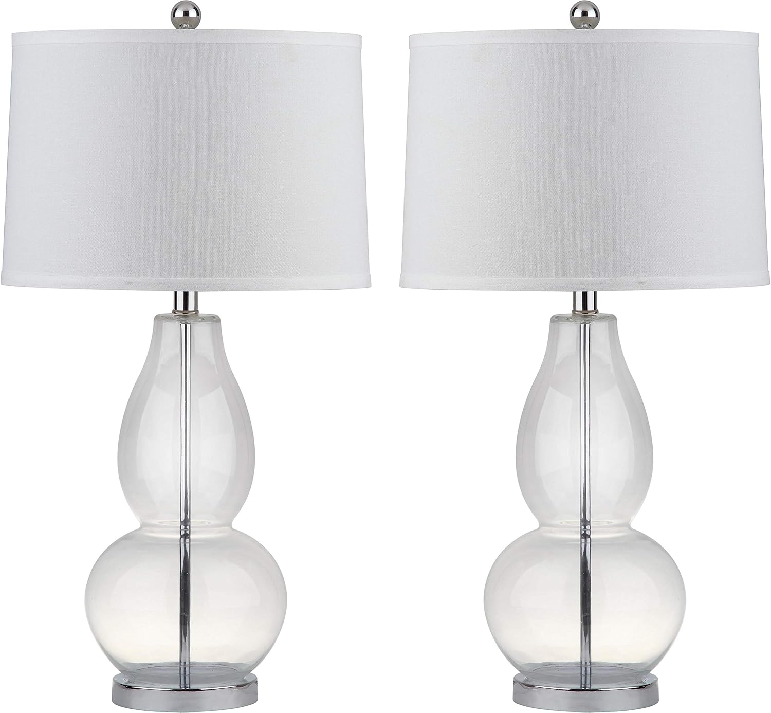 SAFAVIEH Lighting Collection Mercurio Crackle Glass Double Gourd 29-inch Bedroom Living Room Home Office Desk Nightstand Table Lamp Set of 2 (LED Bulbs Included)