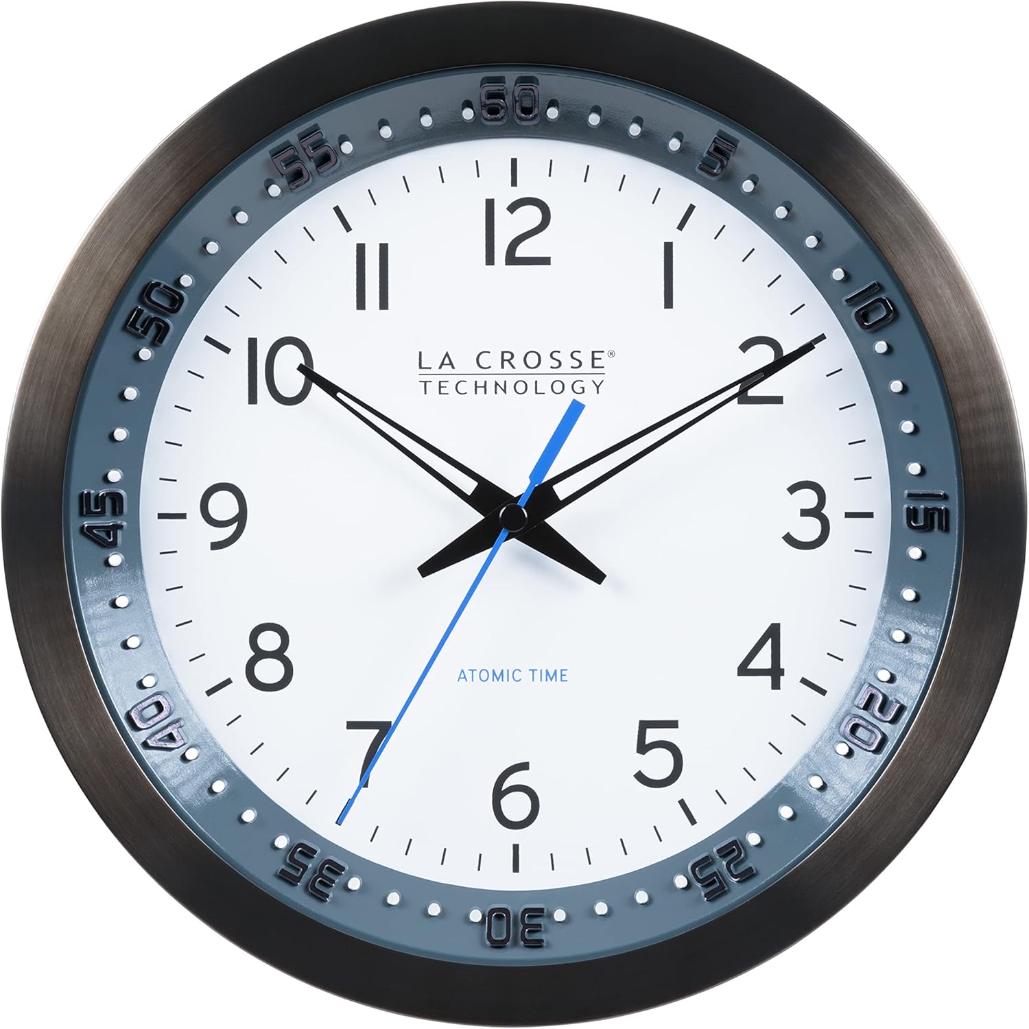 La Crosse Technology Atomic Wall Clock, Metal, 10″ (404-54667)