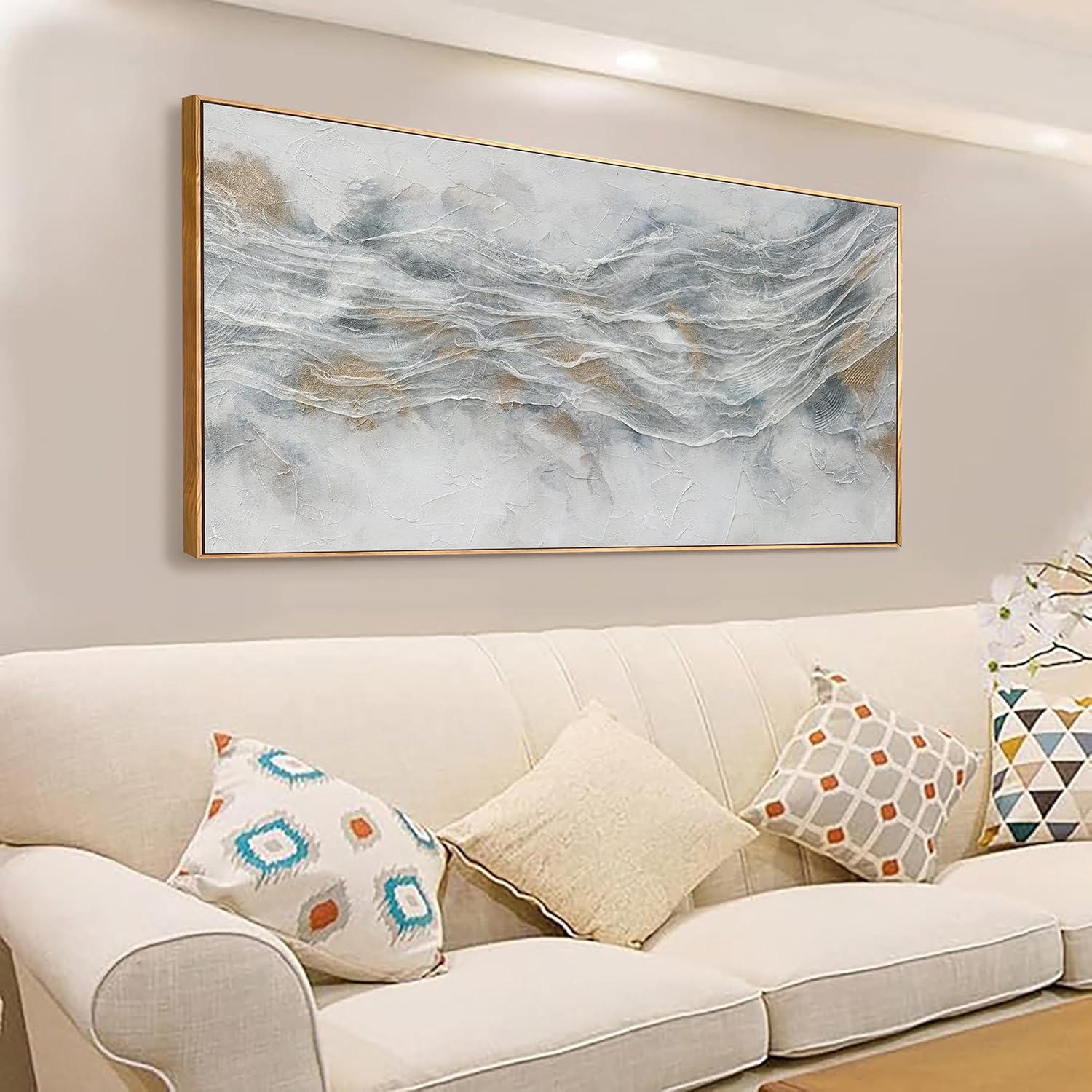 Abstract Canvas Wall Art Decor Modern Wall Art Pictures for Living Room Abstract Canvas Art Wall Decor Large Framed Wall Art Prints Large Artwork for Walls Bedroom Office Decor 29″ X 58″