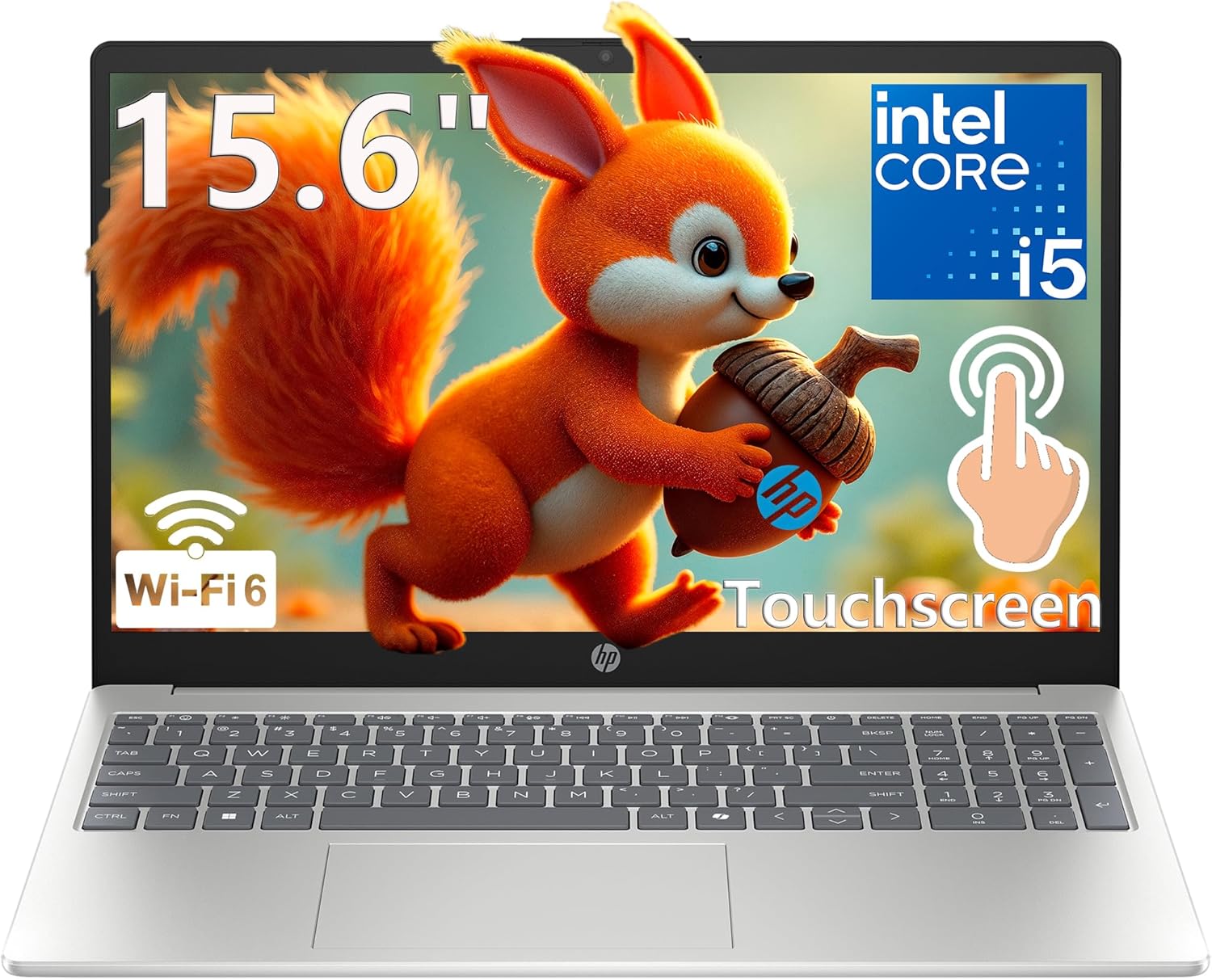 HP 15.6″ FHD Touchscreen Laptop 2026, Intel i5-1334U, 16GB RAM, 512GB SSD, Long Battery Life, Portable for Students & Business, Office 365, Numeric Keypad, Fast Charge, Windows 11 Home, Silver