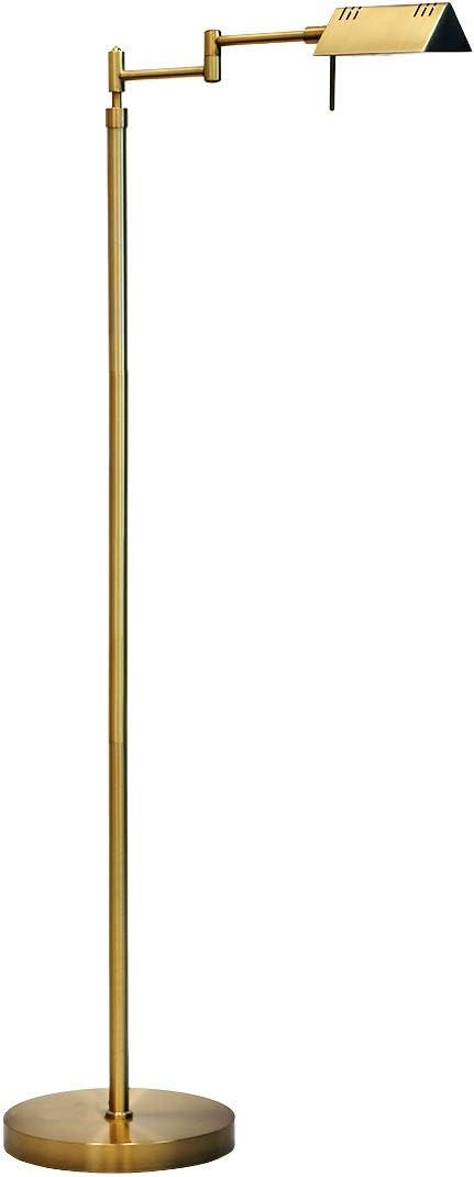 O’Bright Brook Adjustable Dimmable LED Pharmacy Floor Lamp, Antique Brass