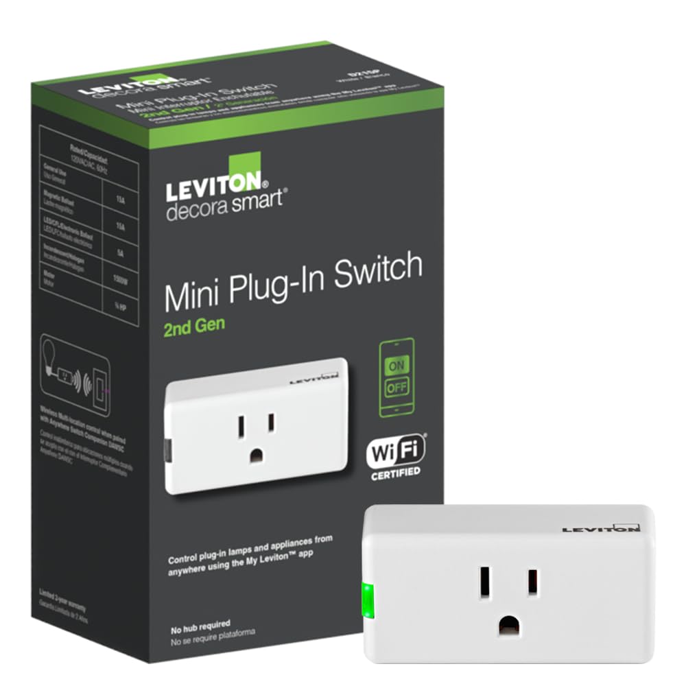 Leviton Decora Smart Plug, Wi-Fi 2nd Gen, D215P-1RW, White