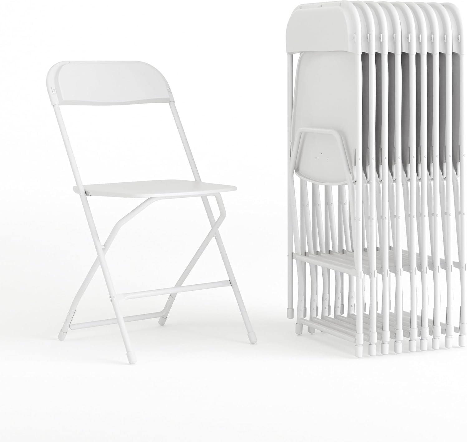 Flash Furniture Hercules Plastic Folding Event Chair, White, 10-Pack