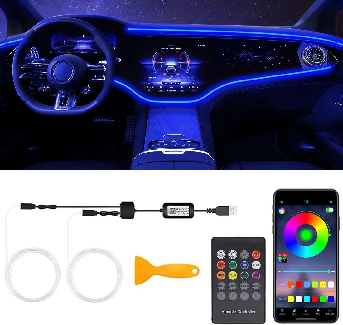 Interior Car LED Strip Lights, RGB 2 in 1 USB Car Ambient Lighting Kit