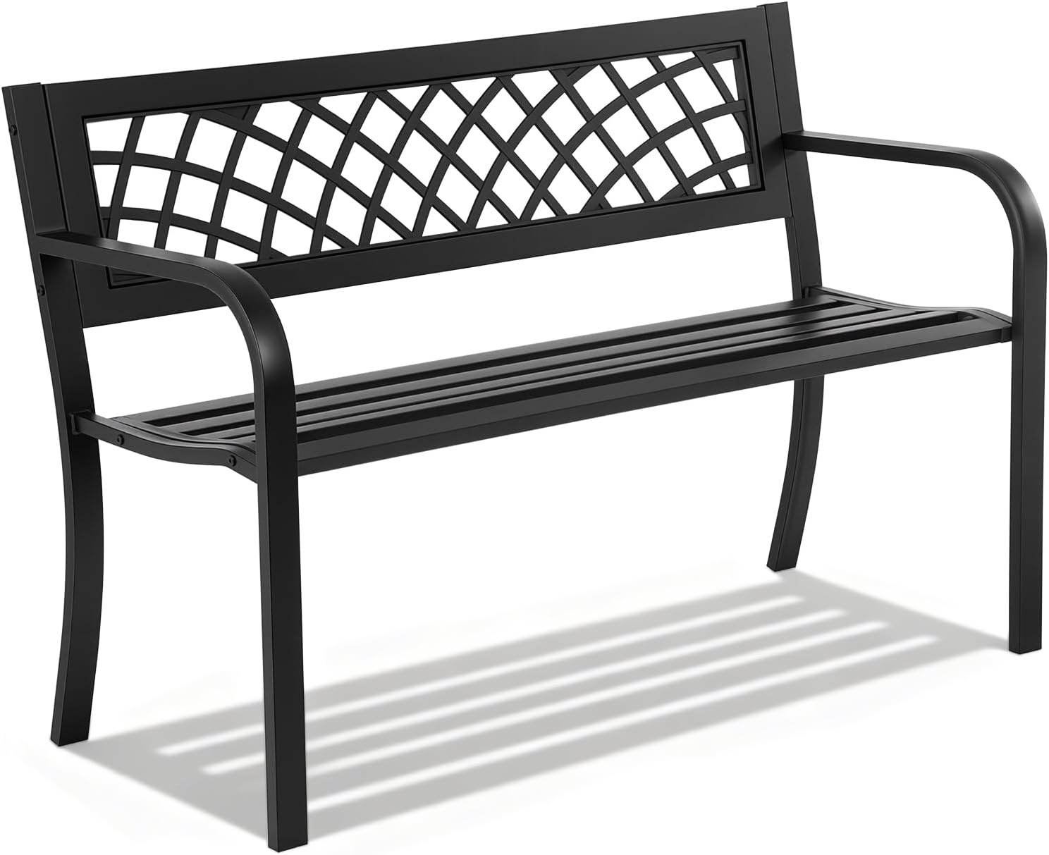 FDW | 46″ Outdoor Garden Bench | Black | 480lbs Load Capacity