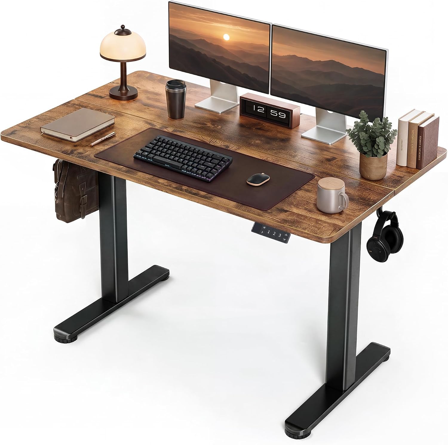 Claiks Electric Height Adjustable Standing Desk, 48×24 Inch, Rustic Brown