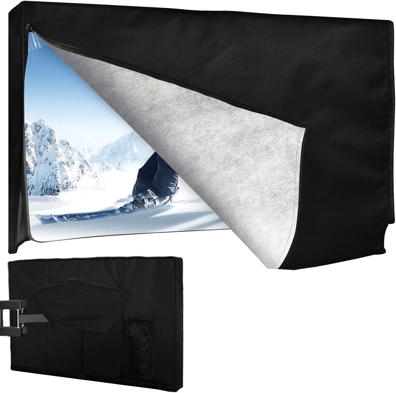 Outdoor TV Cover 60-65 Inch, Felt Scratch Resistant Lining, 600D Waterproof