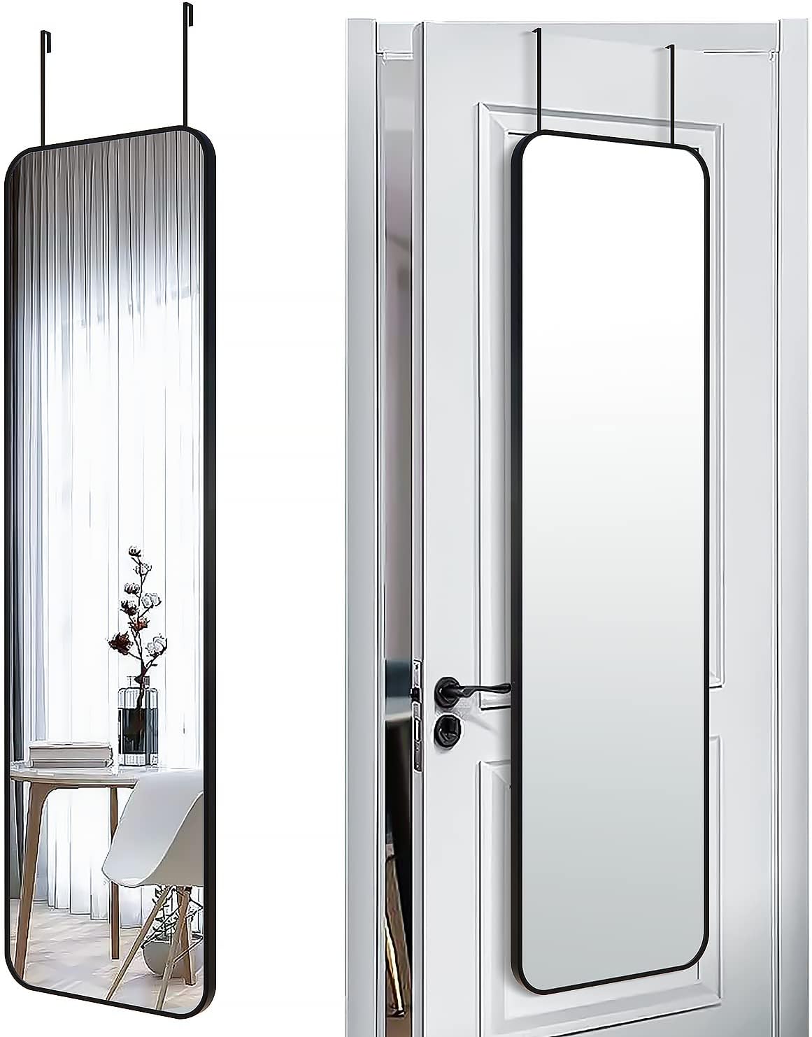 SCWF-GZ 47×14 Full Length Mirror Over the Door Hang or Wall Mounted Black