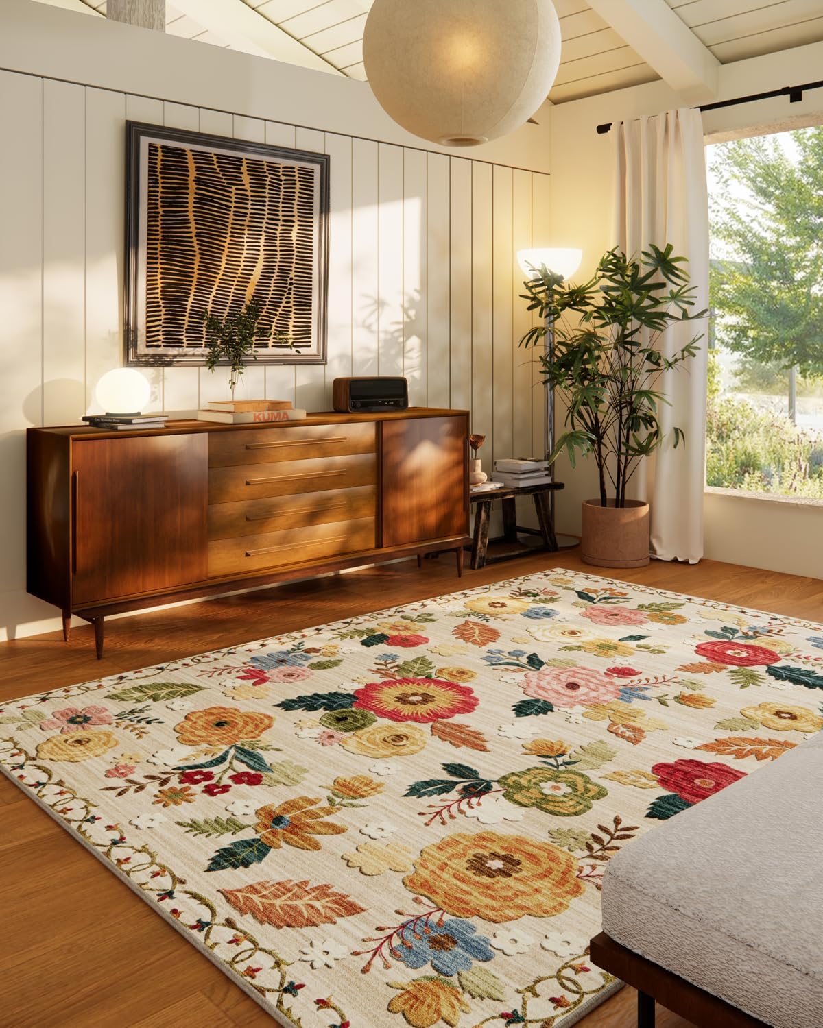 Washable Living Room Area Rug: 5×7 Rugs for Bedroom Non Slip Large Carpet