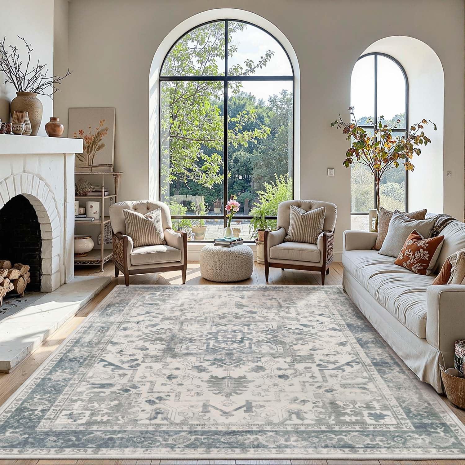Rugxara Area Rugs 5×7, Washable Rugs for Living Room,Bedroom,Blue Rug