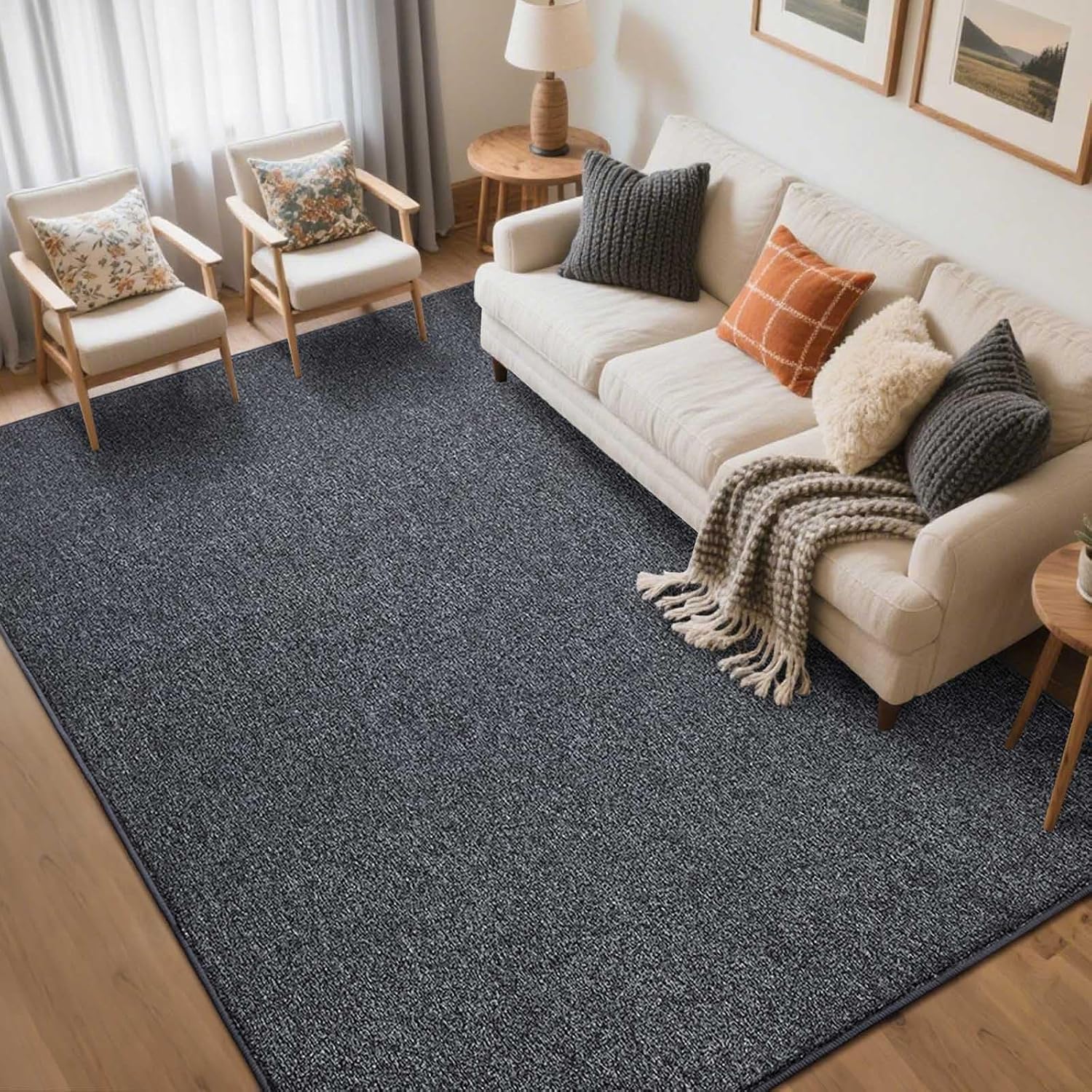 5×7 Grey Area Rug Non-Slip Washable Soft Thin for Living Room Bedroom