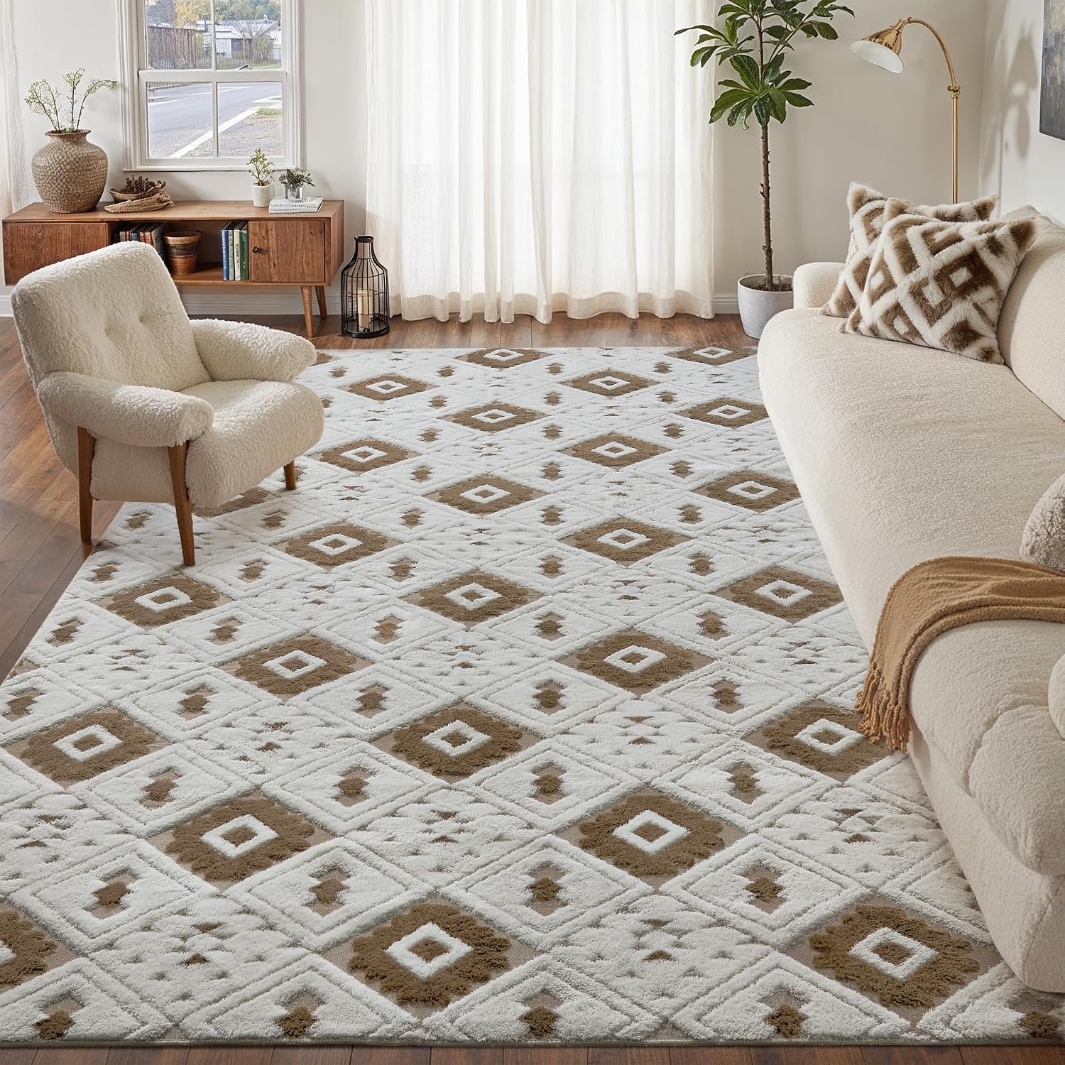 8×10 Brown Shag Area Rug Soft Washable Carpet