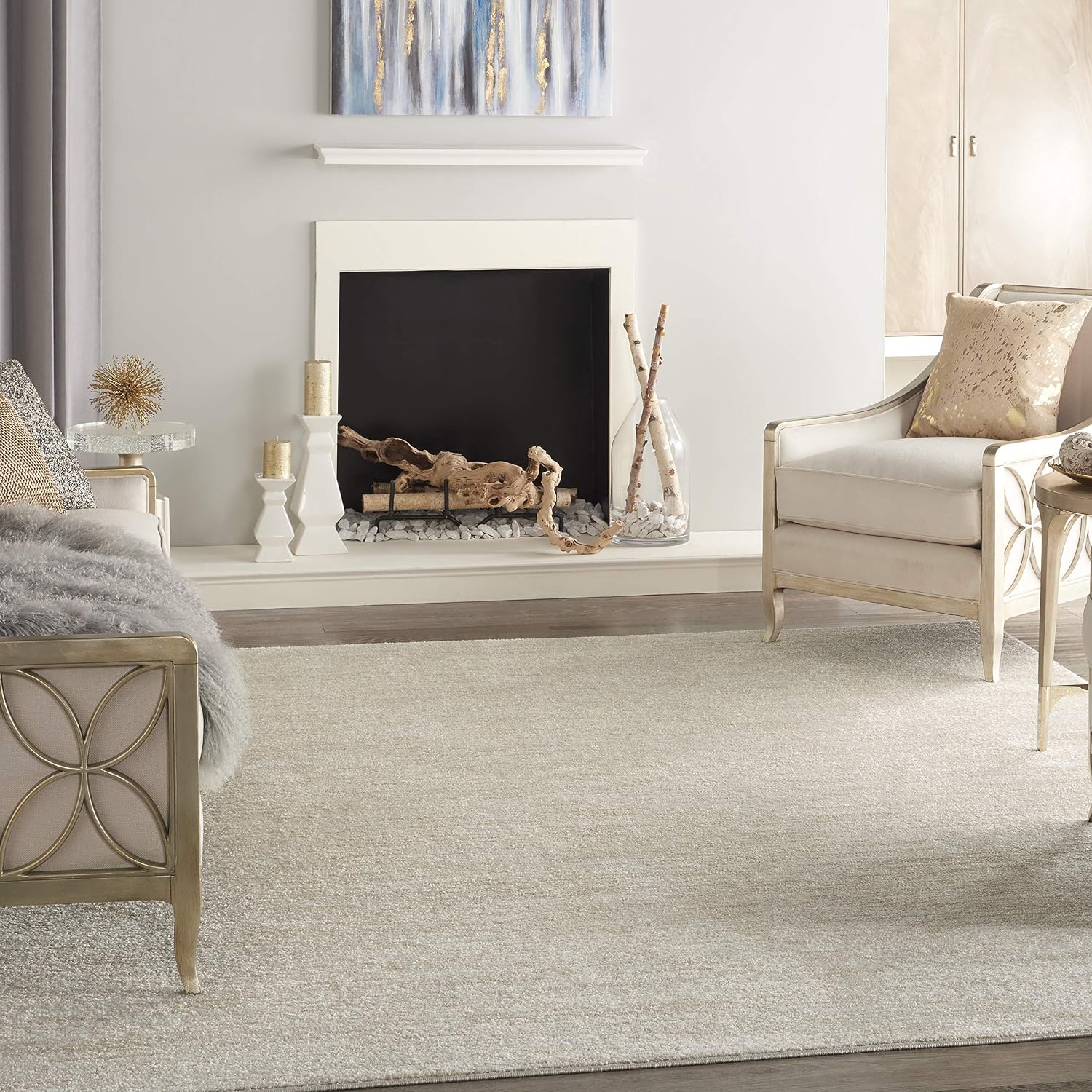 Nourison Home Essentials Indoor Outdoor Area Rug, Ivory Beige, 8′ x 10′