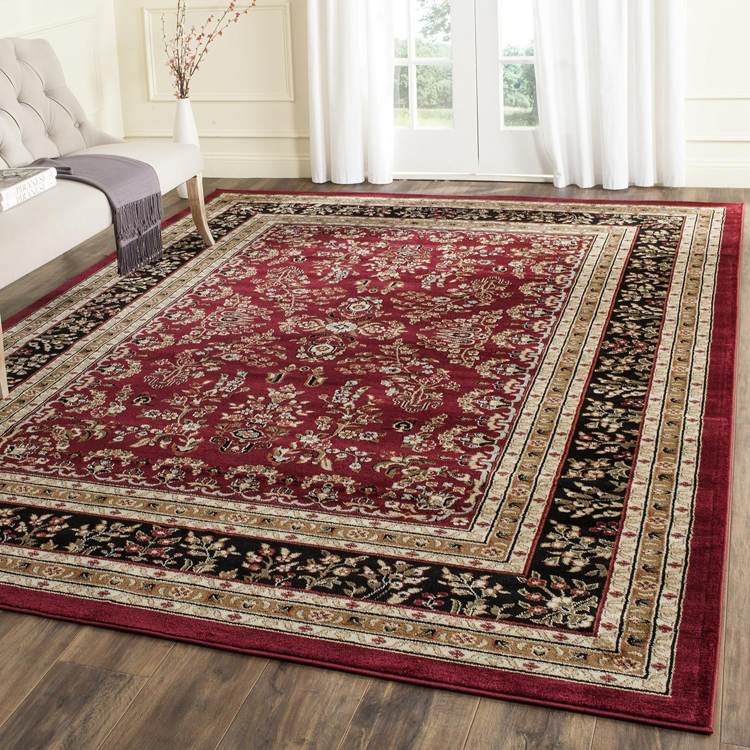 SAFAVIEH Lyndhurst Area Rug 9’x12′, Traditional Red & Black LNH331B